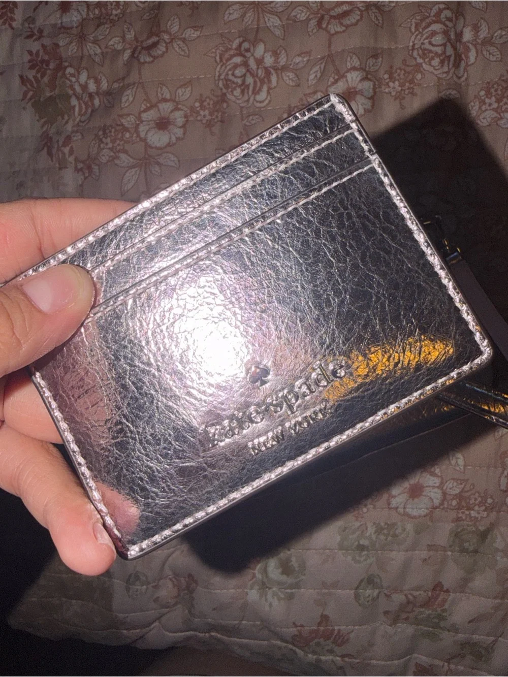 Kate Spade Lilac Metallic Wristlet and Card Holder Set in
